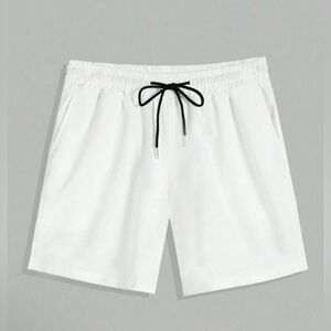 EUC - SHEIN Men’s White Sweat/Athletic shorts. Black drawstring. Sz Large.